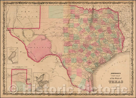 Historic Map - Johnson's New Map of the State of Texas, 1861, Alvin Jewett Johnson v2