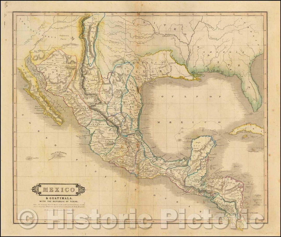 Historic Map - Mexico & Guatimala, with the Republic of Texas, 1838, William Home Lizars v3