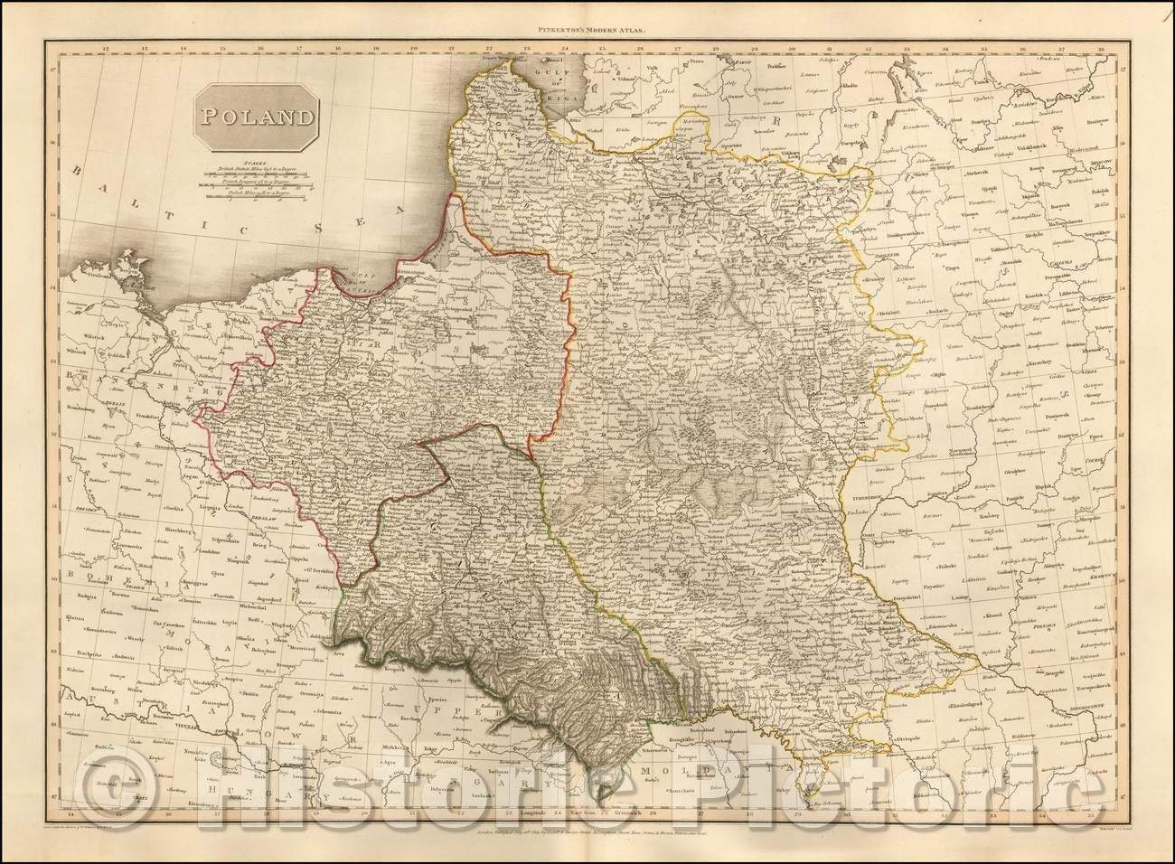 Historic Map - Poland, 1815, John Pinkerton - Vintage Wall Art