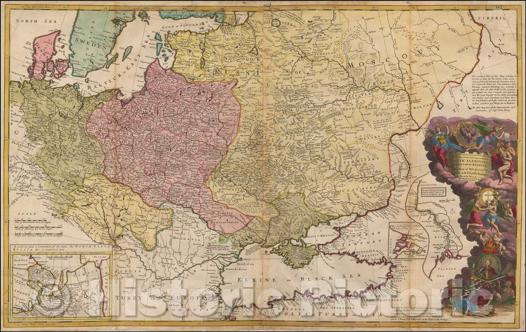 Historic Map - Moscovy, Poland, Little Tartary, and ye Black Sea, 1730, Herman Moll - Vintage Wall Art