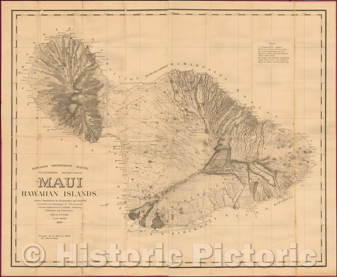 Historic Map - Maui Hawaiian Islands. Primary Triangulation, 1885, Hawaiian Government Survey v2