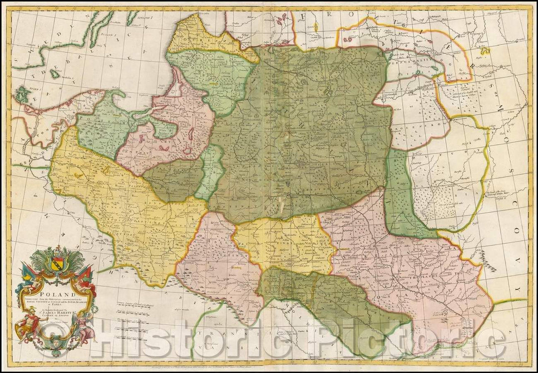 Historic Map - Poland Corrected from the Observations Communicated to the Royal Society at London and the Royal Academy at Paris, 1708, John Senex v3