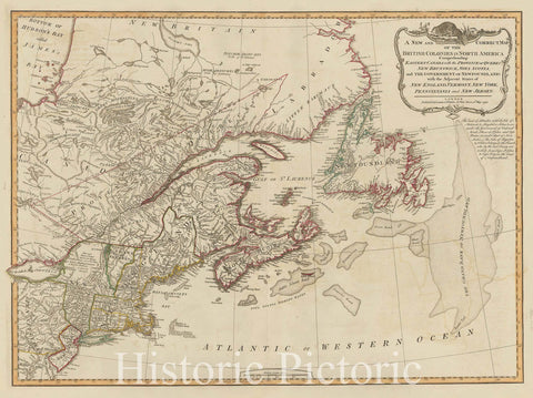 Historic Map - British Colonies in North America Comprehending Eastern Canada with Adjacent States of New England, Vermont, New York, 1794 - Vintage Wall Art