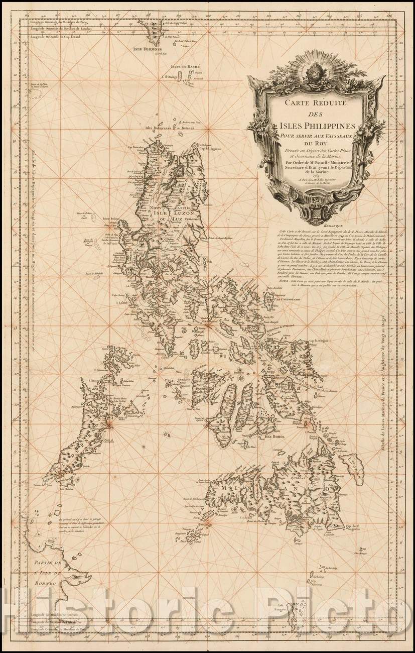 Historic Map - Carte Reduite des Isles Philippines Pour Servir Aux Vaisseaux du Roy Dress? au D?ost des Cartes Plans et Journaux de la Marine, 1752 v2