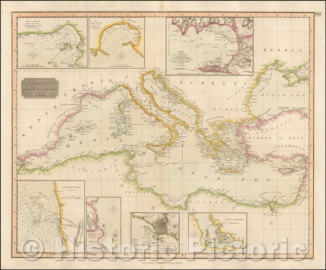 Historic Map - Chart of the Mediterranean Sea [Cyprus], 1817, John Thomson - Vintage Wall Art