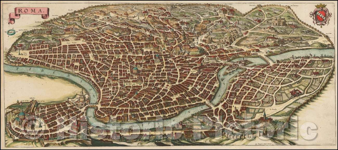 Historic Map - Rome, Italy, 1638, Matthaeus Merian v3