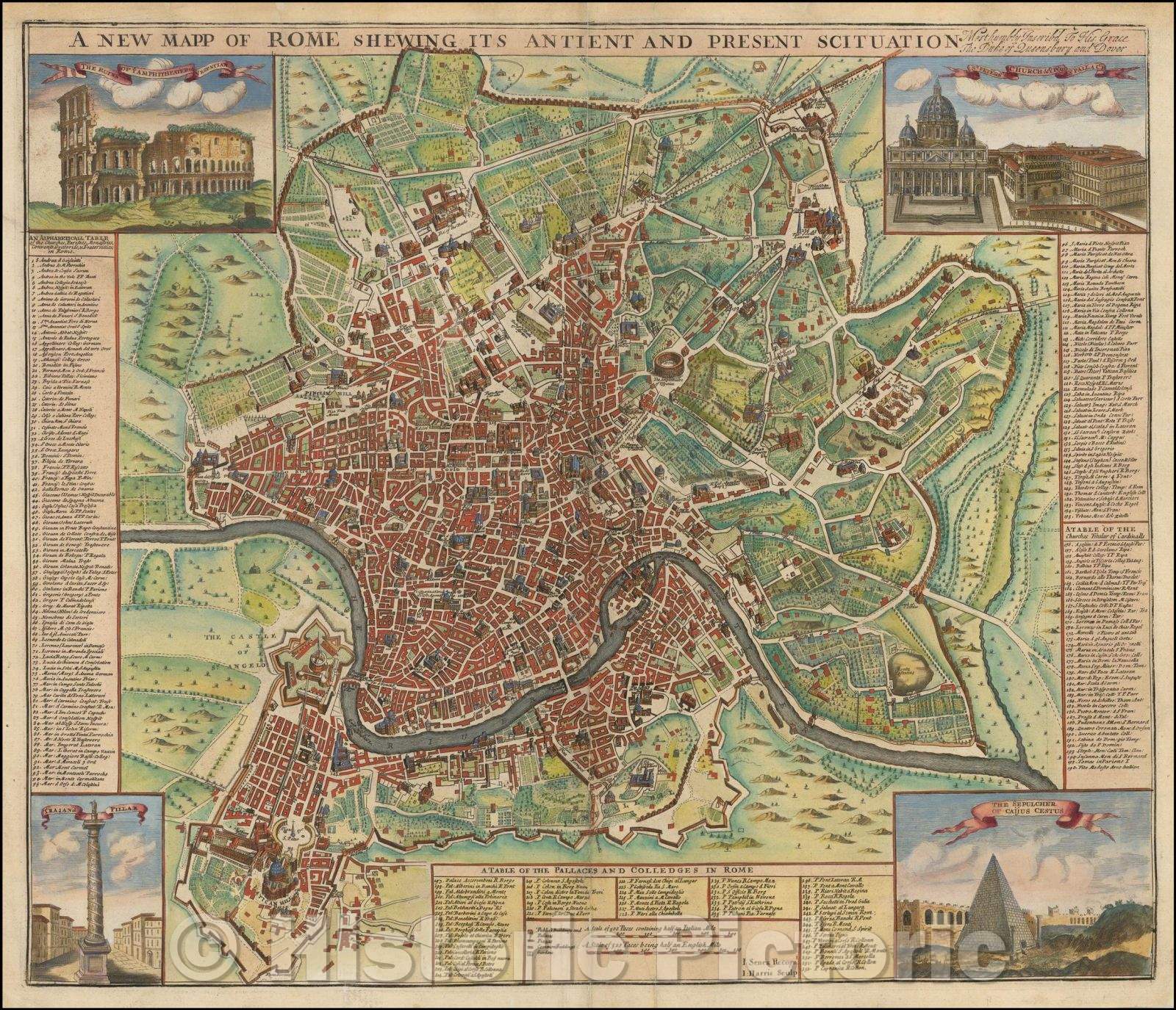 Historic Map - A New Mapp of Rome Shewing Its Antient And Present Scituation, 1721, John Senex v2