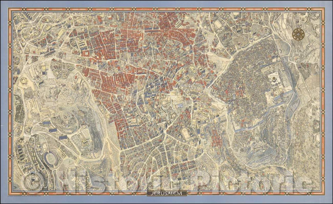 Historic Map - Jerusalem, 1972, Hermann Bollmann - Vintage Wall Art