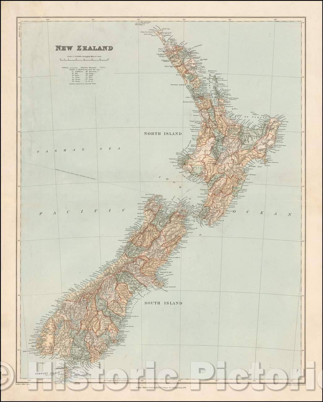 Historic Map - New Zealand, 1896, Edward Stanford v1