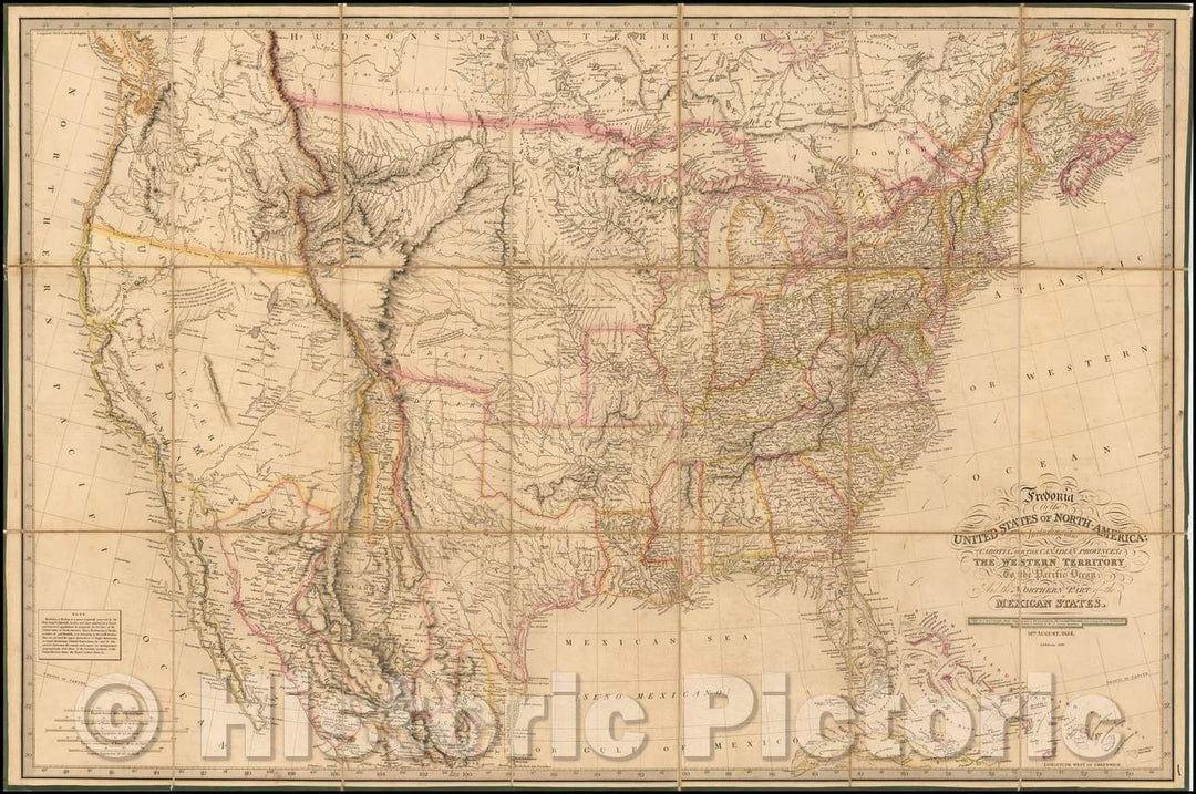 Historic Map - Fredonia Or The United States of North America; Including also Cabotia, or the Canadian Provinces; The Western Territory To the Pacific Ocean, 1836 - Vintage Wall Art