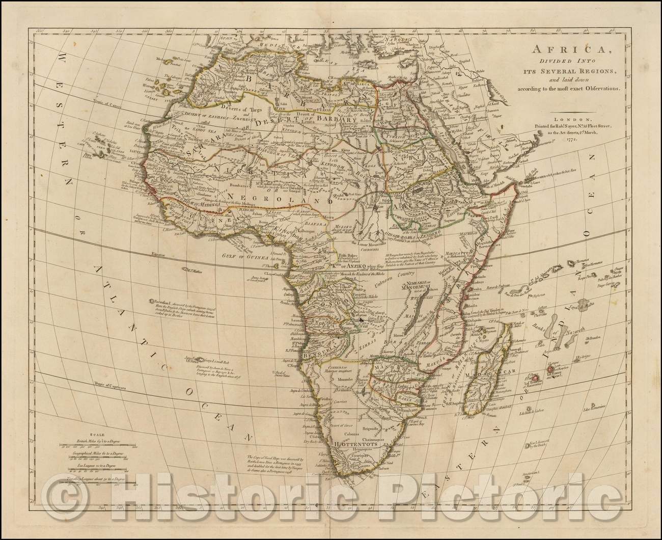 Historic Map - Africa, Divided Into Its Several Regions and laid down according to the most exact Observations, 1772, Robert Sayer - Vintage Wall Art