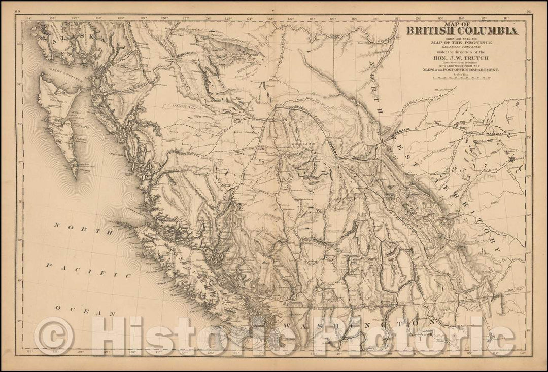 Historic Map - Map of British Columbia, 1878, Joseph William Trutch v2