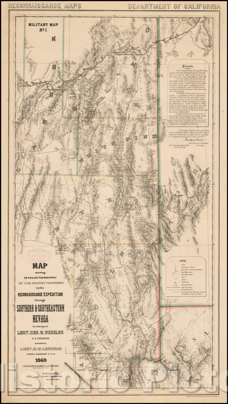 Historic Map - Map showing Detailed Topography of the Country Traversed, 1870, George M. Wheeler - Vintage Wall Art