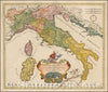 Historic Map - Italia Cursoria Seu Tabula Geographica in qua omnes viae angariae et Stationes Veredariorum ordinariae per totam/Antique Map of Italy, 1760 - Vintage Wall Art