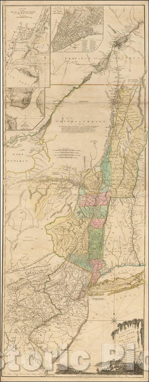 Historic Map - The Provinces of New York, and New Jersey; with part of Pensilvania, and the Province of Quebec, 1776, Sayer & Bennett - Vintage Wall Art