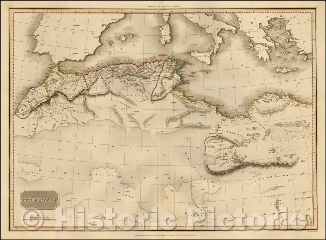 Historic Map - Northern Africa, 1815, John Pinkerton - Vintage Wall Art