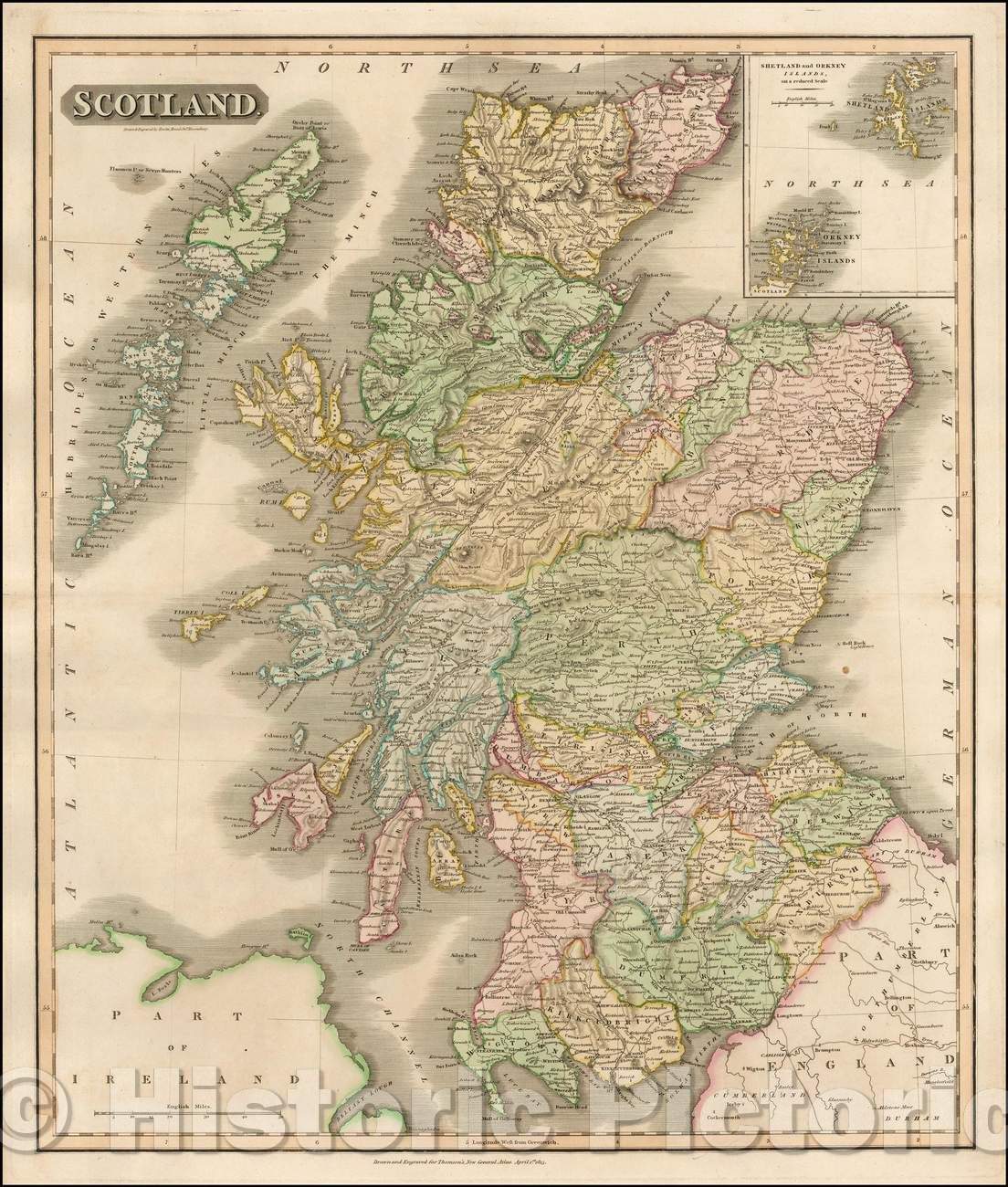 Historic Map - Scotland, 1817, John Thomson - Vintage Wall Art