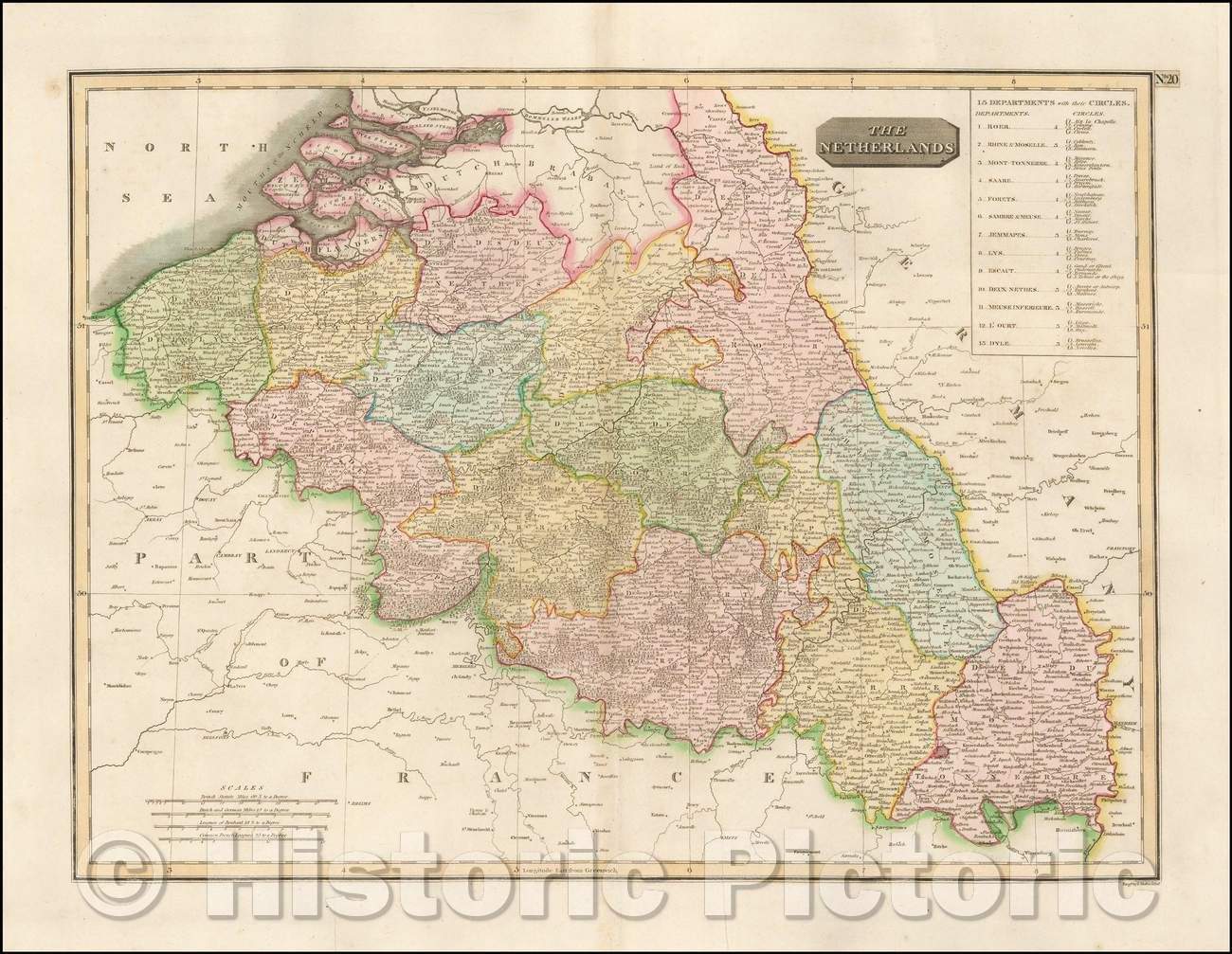 Historic Map - The Netherlands, 1817, John Thomson - Vintage Wall Art