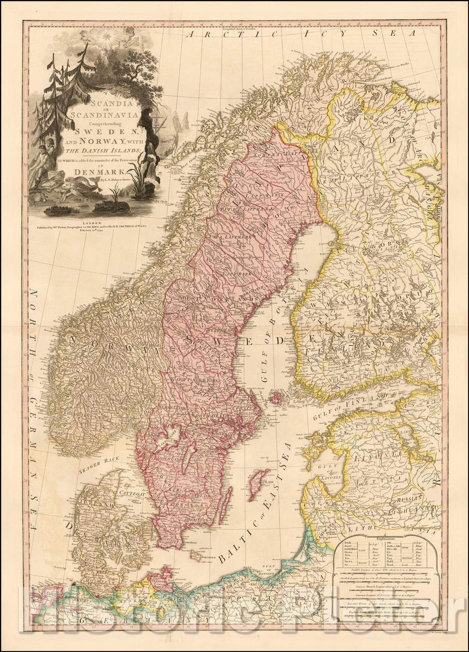 Historic Map - Scandia or Scandinavia Comprehending Sweden, and Norway, with The Danish Islands, 1794, William Faden v1