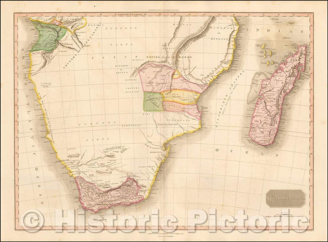 Historic Map - Southern Africa, 1818, John Pinkerton - Vintage Wall Art