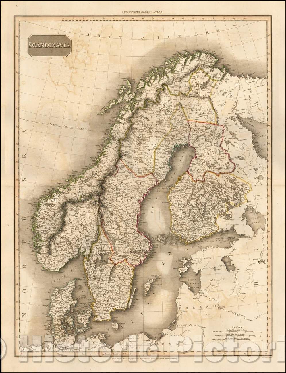 Historic Map - Scandinavia, 1815, John Pinkerton - Vintage Wall Art