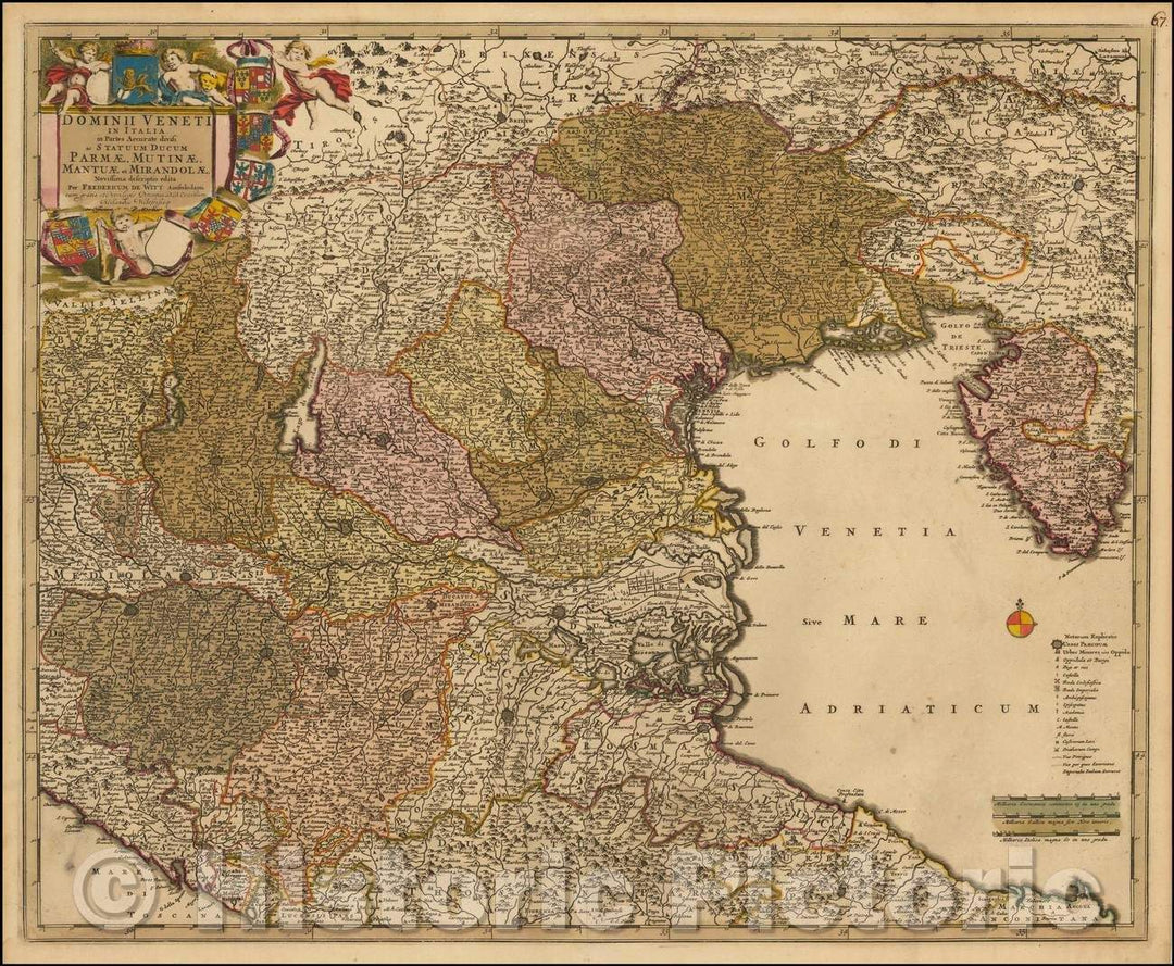 Historic Map - Dominii Veneti in Italia in Partes Accurate :: Gulf of Venice. Istria and Ancona to the Gulf of Spezzia and the Tirol and Bergamo, 1700 - Vintage Wall Art