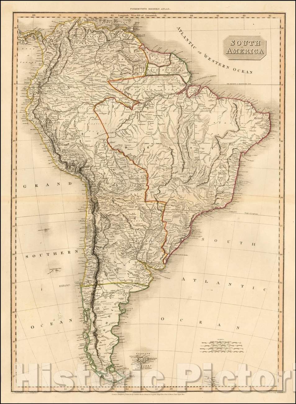 Historic Map - South America, 1815, John Pinkerton - Vintage Wall Art