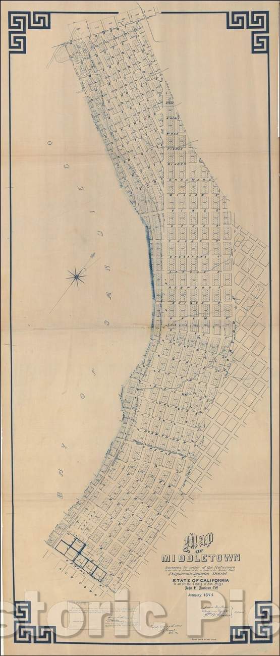 Historic Map - San Diego, Map of Middletown, 1874, John E. Jackson - Vintage Wall Art