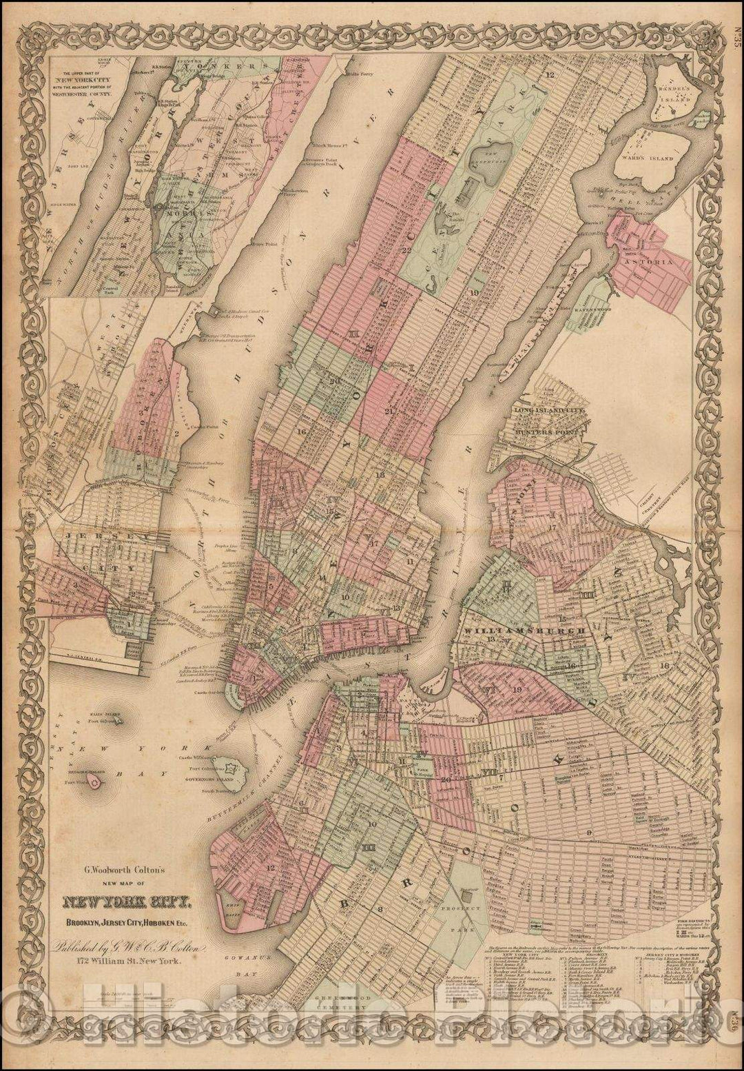 Historic Map - Colton's New York City, Brooklyn, Jersey City, Hoboken, etc, 1876, G.W. & C.B. Colton v4