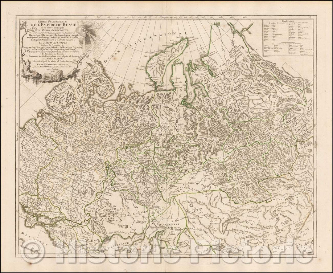 Historic Map - Partie Occidentale De L'Empire De Russie, ou se trouve distinguee La Russie Europeenne, Divisee par ses Gouvernens ou Province, 1750 v1