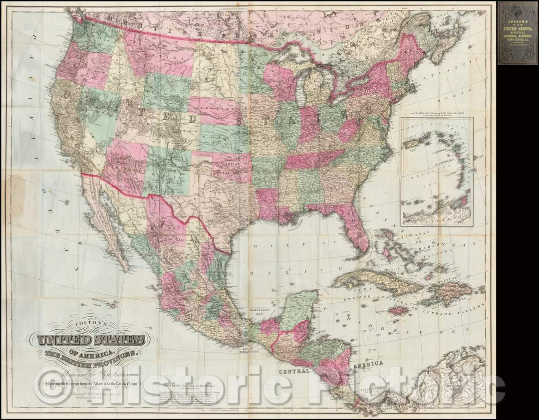 Historic Map - United States of America, The British Provinces, Mexico and the West Indies. Showing the Country from the Atlantic to the Pacific, 1868 - Vintage Wall Art