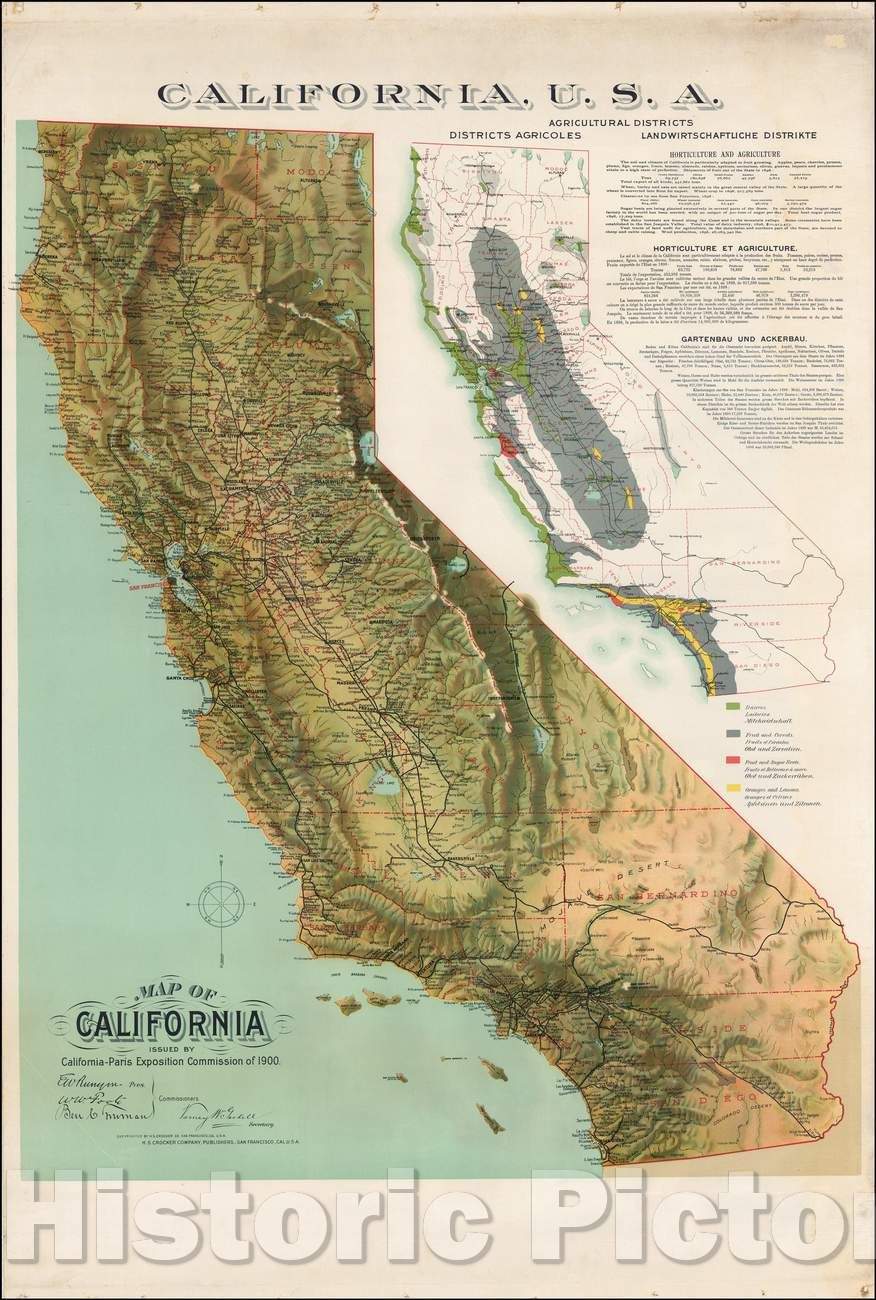 Historic Map - Map of California by California-Paris Exposition Commission, 1899, H.S. Crocker Co. v1