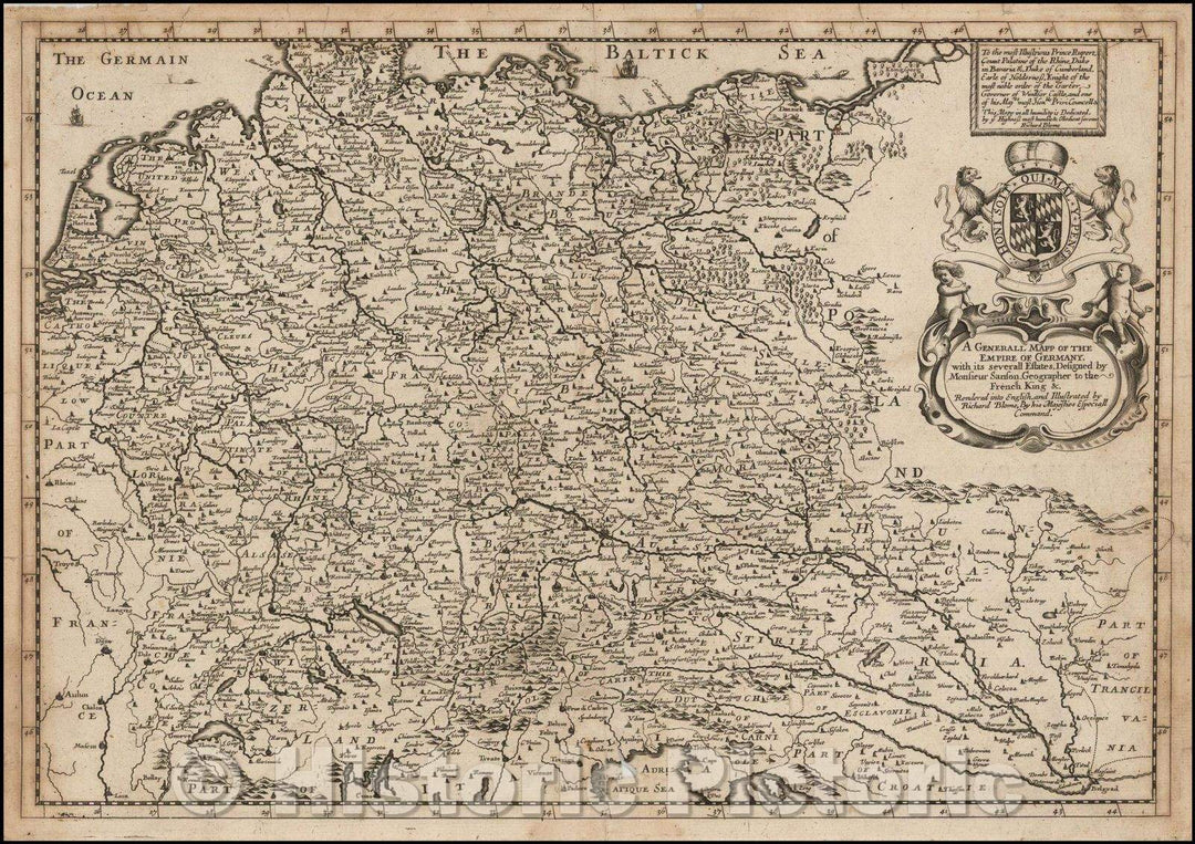 Historic Map - A Generall Mapp Of The Empire of Germany, 1667, Richard Blome - Vintage Wall Art