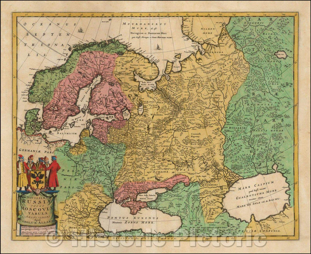 Historic Map - Novissima Russiae Vulgo Moscoviae Tabula/Moscow, Russia last commonly Board, 1698, Carel Allard - Vintage Wall Art