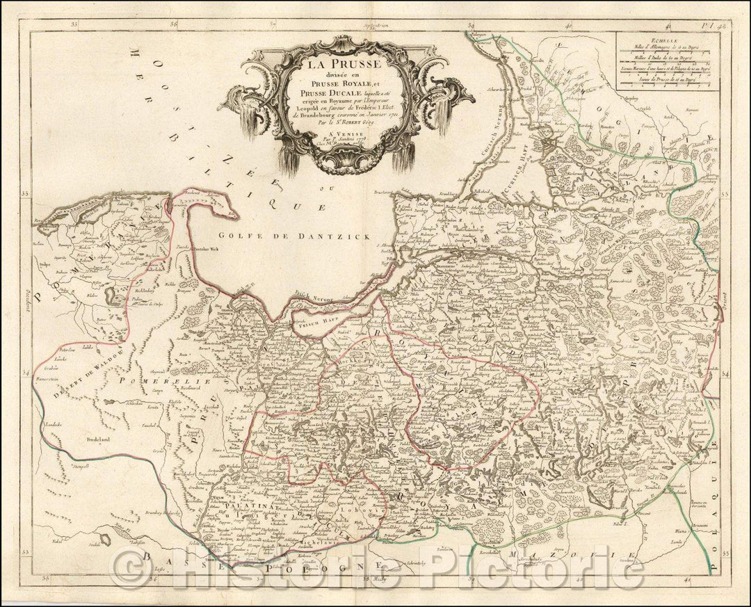 Historic Map - La Prusse divisee en Prusse Royale et Prusse Ducale laquelle a ete ergee e Royaume/Map of parts of Poland, Kalengrad, Lithuania, 1778 - Vintage Wall Art