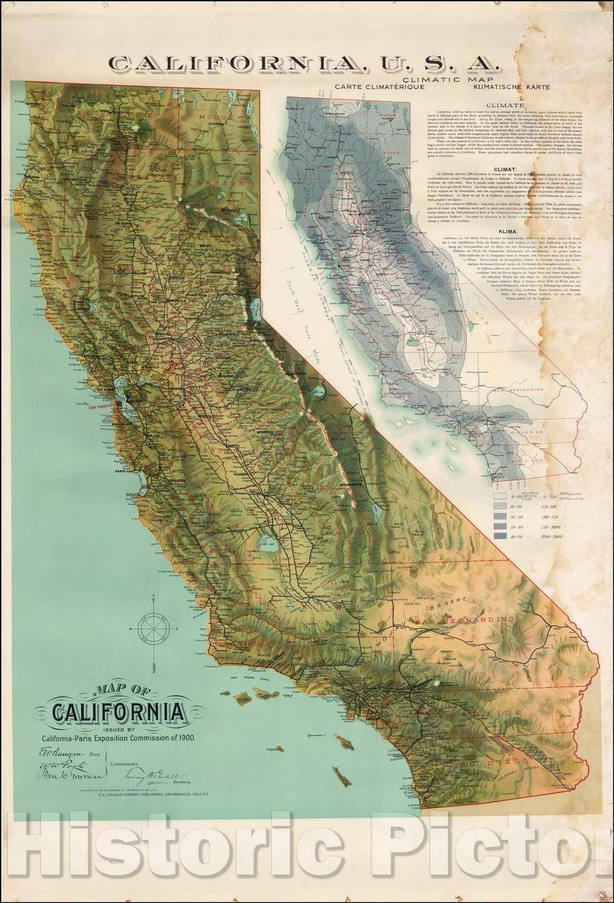 Historic Map - Map of California by California-Paris Exposition Commission, 1899, H.S. Crocker Co. v3