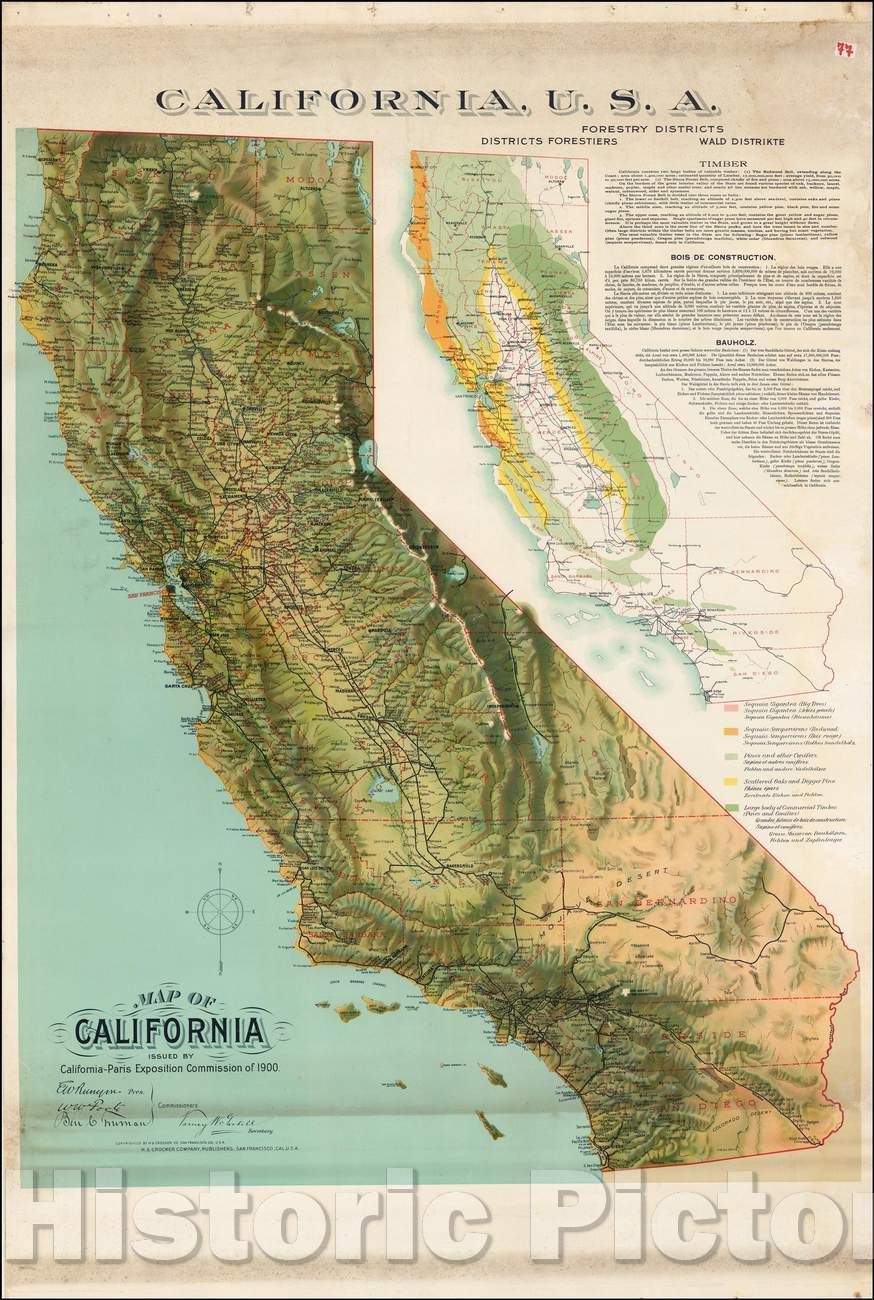 Historic Map - Map of California by California-Paris Exposition Commission, 1899, H.S. Crocker Co. v4