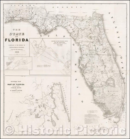 Historic Map - The State of Florida, compiled In The Bureau Topographical Engineers, 1846, United States Bureau of Topographical Engineers v2