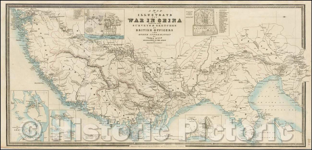 Historic Map - A Map to Illustrate the War in China, 1842, James Wyld - Vintage Wall Art