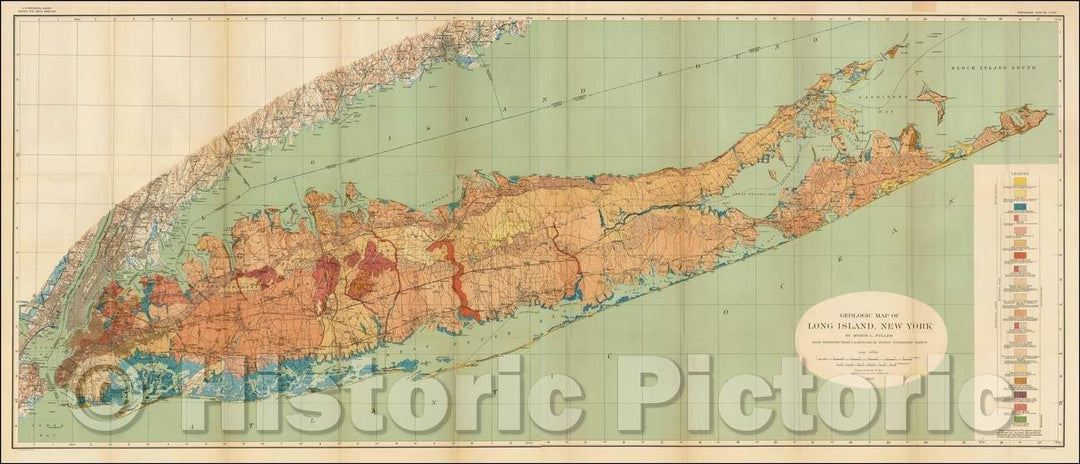 Historic Map - Topographical Map of Long Island, New York Engraved From U.S. Geological Topographic Sheets, 1913, U.S. Geological Survey v2