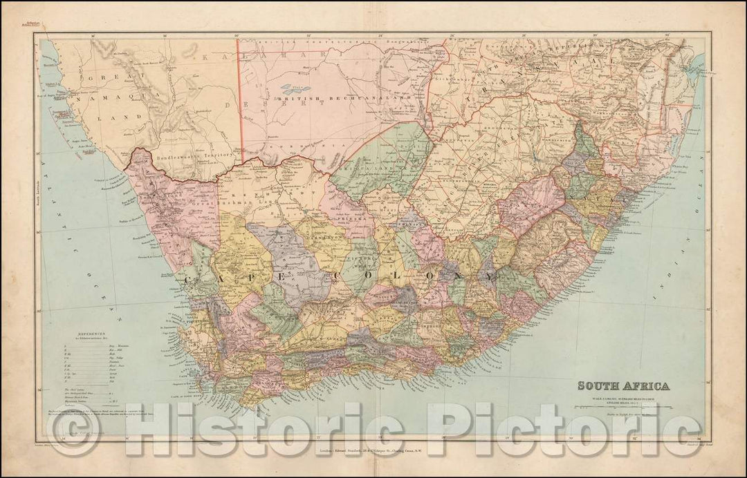 Historic Map - South Africa, 1896, Edward Stanford v2