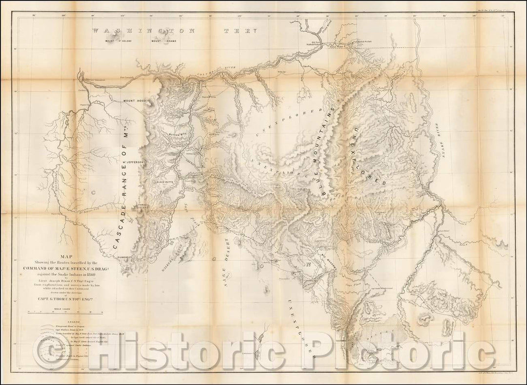 Historic Map - Map Showing the Routes travelled, 1860, U.S. War Department v1