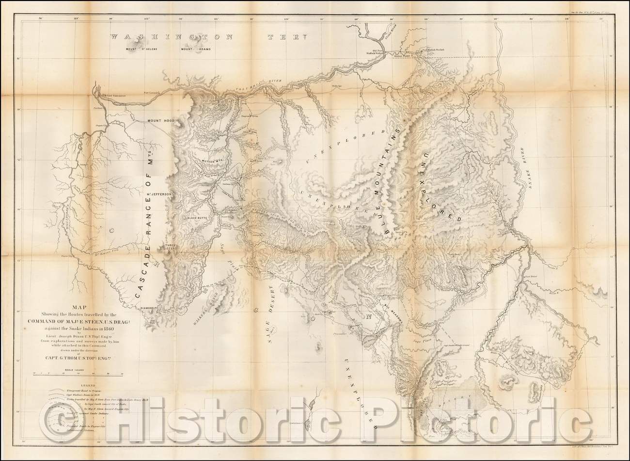 Historic Map - Map Showing the Routes travelled, 1860, U.S. War Department v1