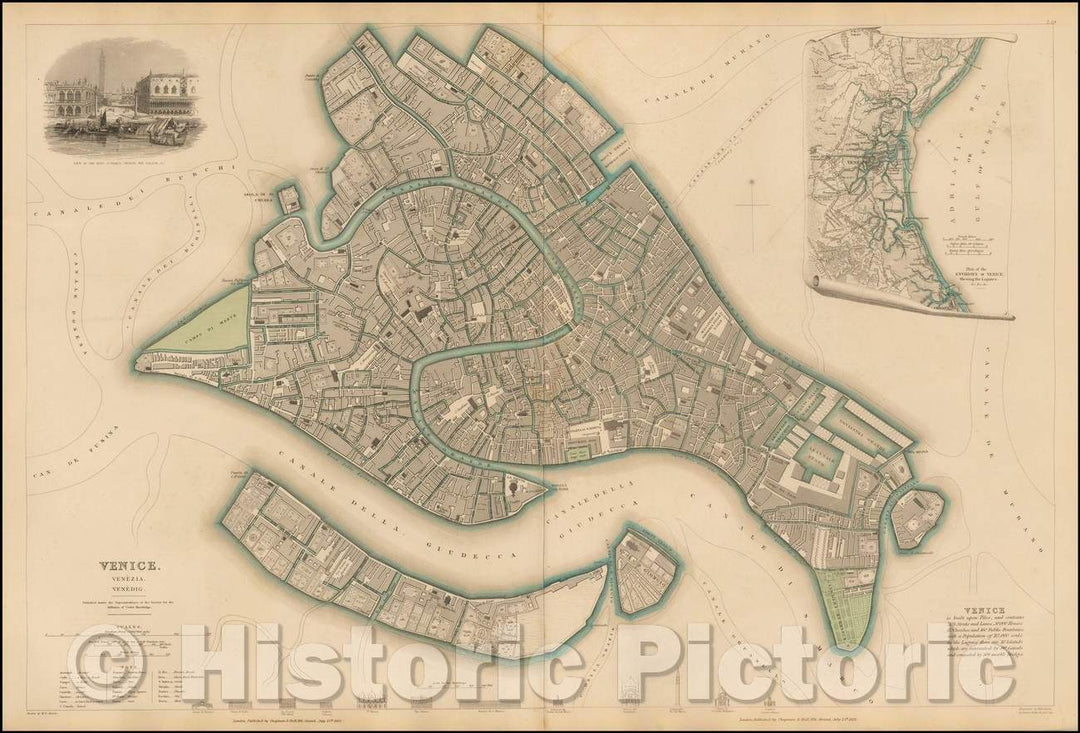 Historic Map - Venice Venezia. Venedig, 1838, SDUK v8