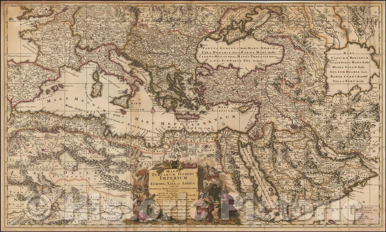 Historic Map - Magni Turcarum Domini Imperium in Europa, Asia et Africa; tam in Proprias :: Large-scale of the Turkish Empire in Europe, Asia and Africa, 1679 - Vintage Wall Art