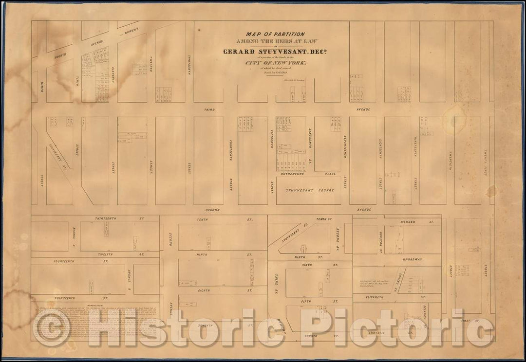 Historic Map - Partition Among The Heirs At Law of Gerard Stuyvesant, Decd. of a portion of the lands in the City of New York, of which he died seized, 1856 v2