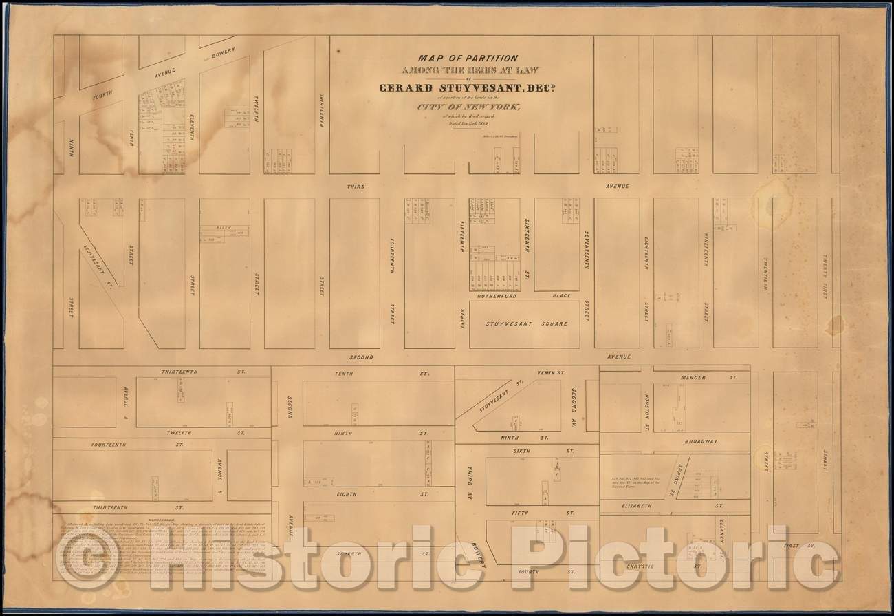 Historic Map - Partition Among The Heirs At Law of Gerard Stuyvesant, Decd. of a portion of the lands in the City of New York, of which he died seized, 1856 v2