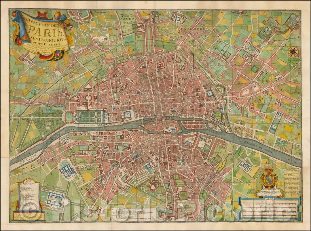 Historic Map - Nouveau Plan De Paris Ses Faubourgs et ses Environs, 1763, Louis Charles Desnos - Vintage Wall Art