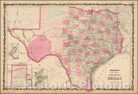 Historic Map - Johnson's New Map of the State of Texas, 1863, Benjamin Ward v1