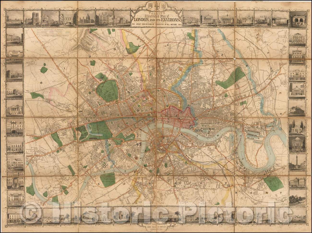 Historic Map - Tallis's Illustrated Plan of London and its Environs, 1851, John Tallis v3